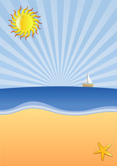 Fototapeta na wymiar Sommer Sonne Strand und Segelboot