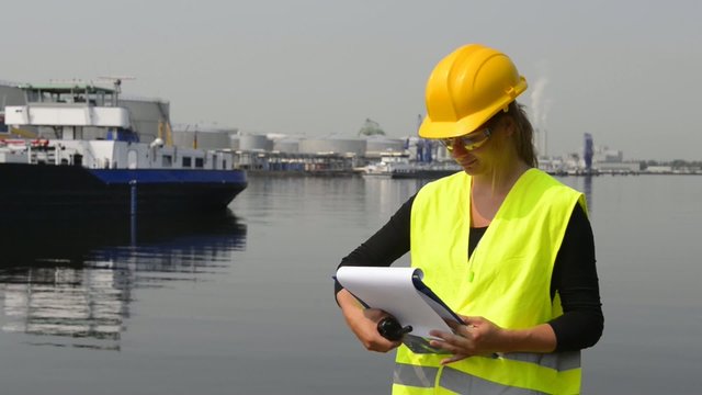 Female Docker with CB Radio