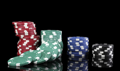 Casino chips isolated on black