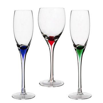 the three color wineglasses