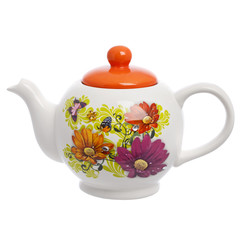 ceramic teapot, isolated on white background