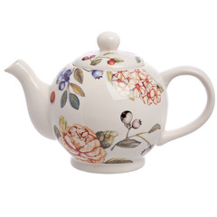 ceramic teapot, isolated on white background