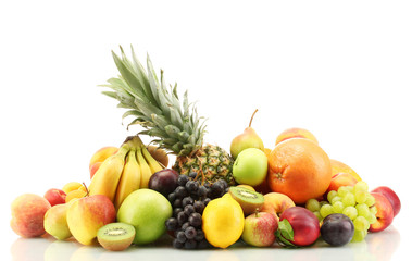 Naklejka na ściany i meble Assortment of exotic fruits isolated on white