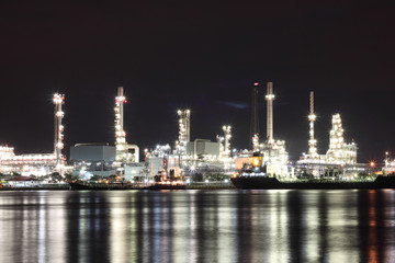 refinery plant area at night