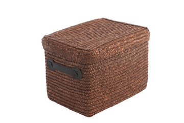 decorative brown wicker basket with lid