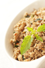 Spicy fried pork as Thai favorite food