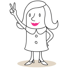 Geschäftsfrau, Erfolg, Handzeichen, Victory