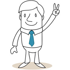 Geschäftsmann, Handzeichen, Victory