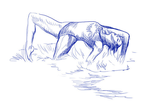 Синхронное плавание рисунок карандашом