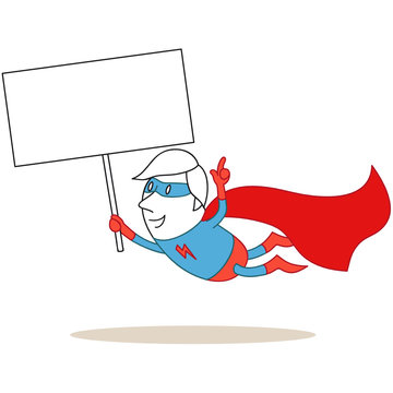 Superheld, fliegend, Schild