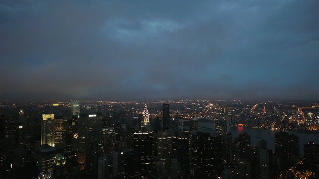 New York City Manhattan Time lapse cloudy day to night