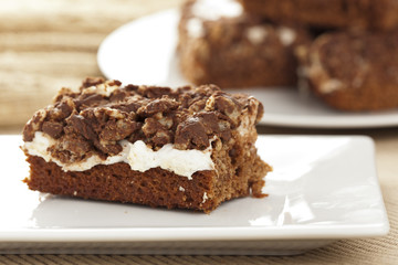 Fototapeta na wymiar Homemade Chocolate Marshmellow Brownies