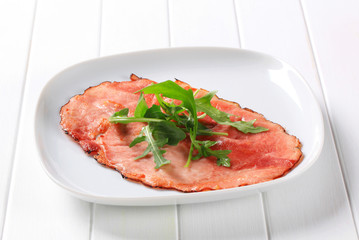Pan fried slice of smoked ham