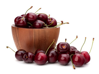 Cherry in wooden bowl
