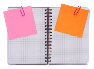 Blank checked notebook with notice papers