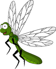 funny green dragonfly cartoon