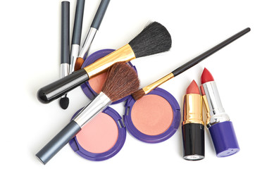 makeup brush and cosmetics