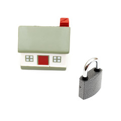 miniature house with lock