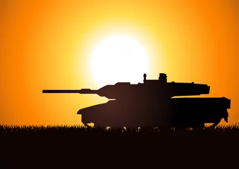 Gordijnen Silhouetillustratie van een zware artillerie © rudall30
