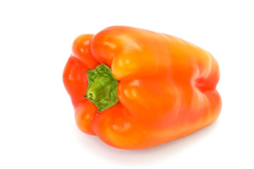 Close-up of fresh yellow pepper on white background