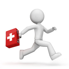 Medic running with bag