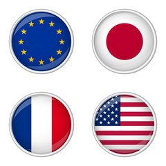 Button Sammlung - Europa, Japan, Frankreich, USA