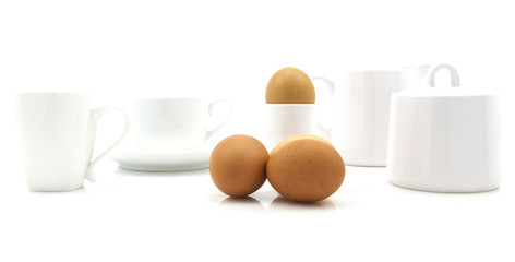 Eggs in a contemporary white kitchen seting
