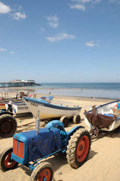 Fishing boats on beach at Cromer, North Norfolk