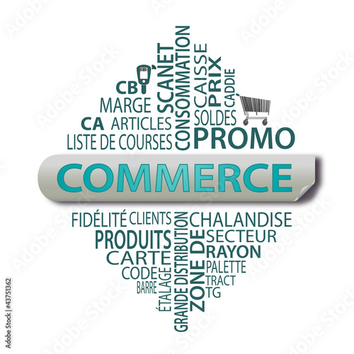 "nuage de mots  commerce fond blanc" photo libre de droits sur la