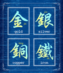 Chinese character symbol about Metal