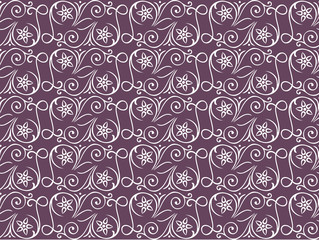 Fototapeta na wymiar Seamless pattern on a lilac background with floral elements