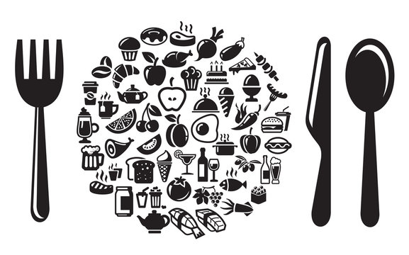 food and drink icons set