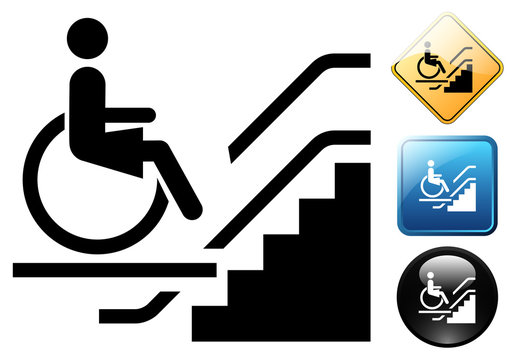Handicap elevator for woman pictogram and icons