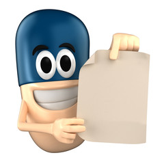 Capsule character showing a piece of paper
