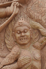 Stone carve to be devil closeup