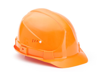Fototapeta premium Orange hard hat, isolated on white background