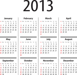 Solid calendar for 2013