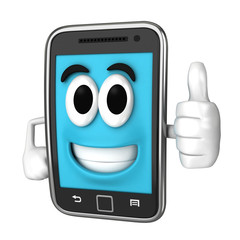 Smartphone character giving a thumbsup