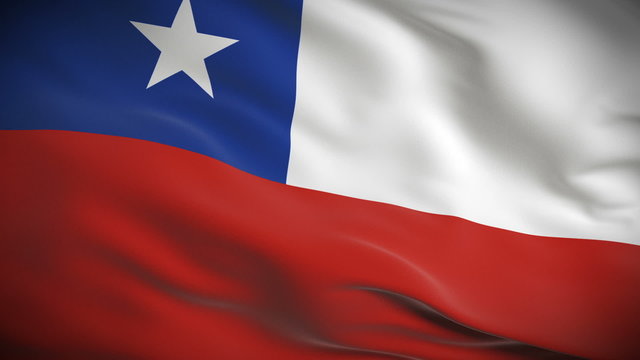 Highly detailed Chilean flag ripples in the wind. Looped