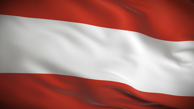 Highly detailed Austrian flag ripples in the wind. Looped