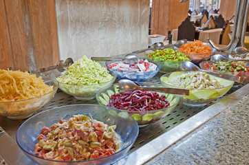 Salad selection in a hotel buffet
