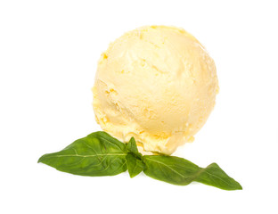 Scoop of lemon ice cream