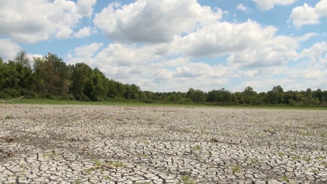 Time lapse clip of shallow pond dried by drought