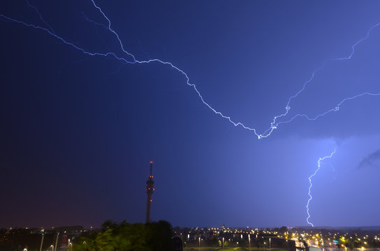 Lightning threatens telecommunitations tower