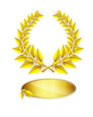 Gold laurel wreath and label for jubilee text on white. Eps10