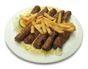Grilled dish of minced meat called cevapcici