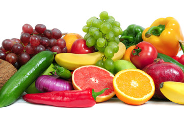 fruits and vegetables isolated on white background