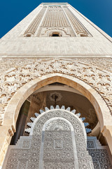 Entrance gate Hassan II Mosque minaret Casablanca Morocco
