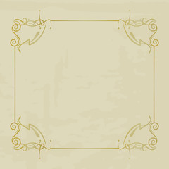 golden frame on the pastel background with grunge texture