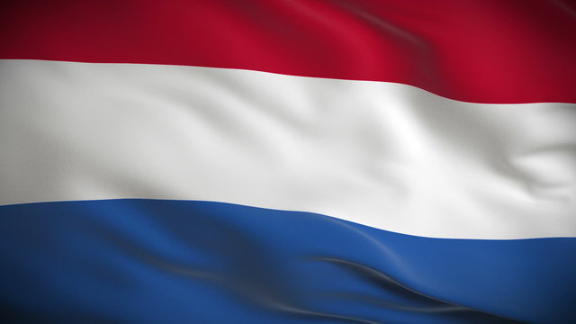 Highly detailed flag of the Netherlands ripples Looped